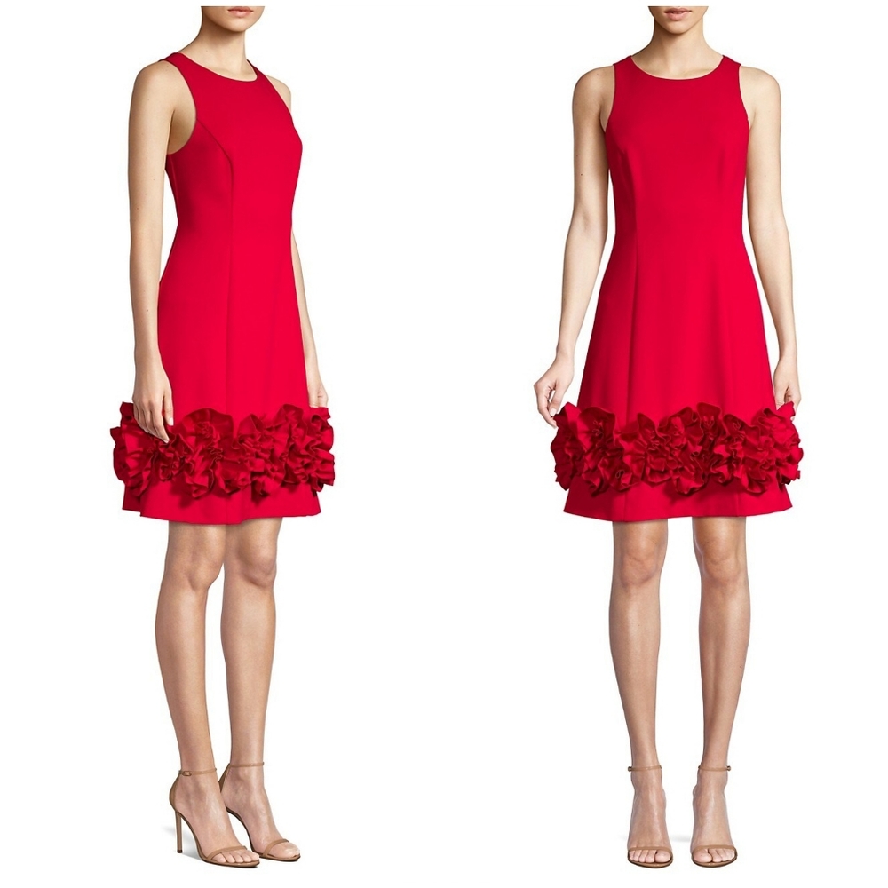 Aidan Mattox Red Rose Structured Cocktail Party Dress XS
